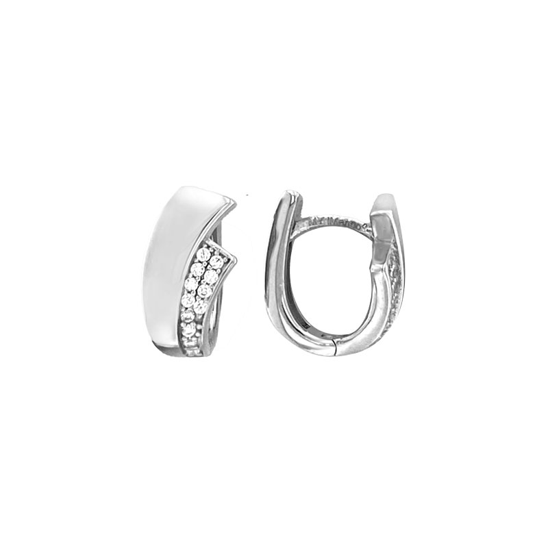 Zilver Creoli klapcreool &lsquo;Onda zirkonia 18mm&rsquo; 