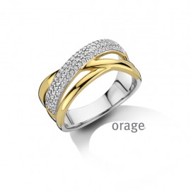 BA104 Ring bicolor yell 925 rh cz (V/39)