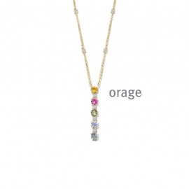 Vergulde ketting met hanger bezet met kleursteentjes