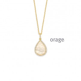 Vergulde ketting met hanger parelmoer bezet met zirkoon