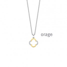 Zilveren bicolor ketting met hanger bezet met zirkoon