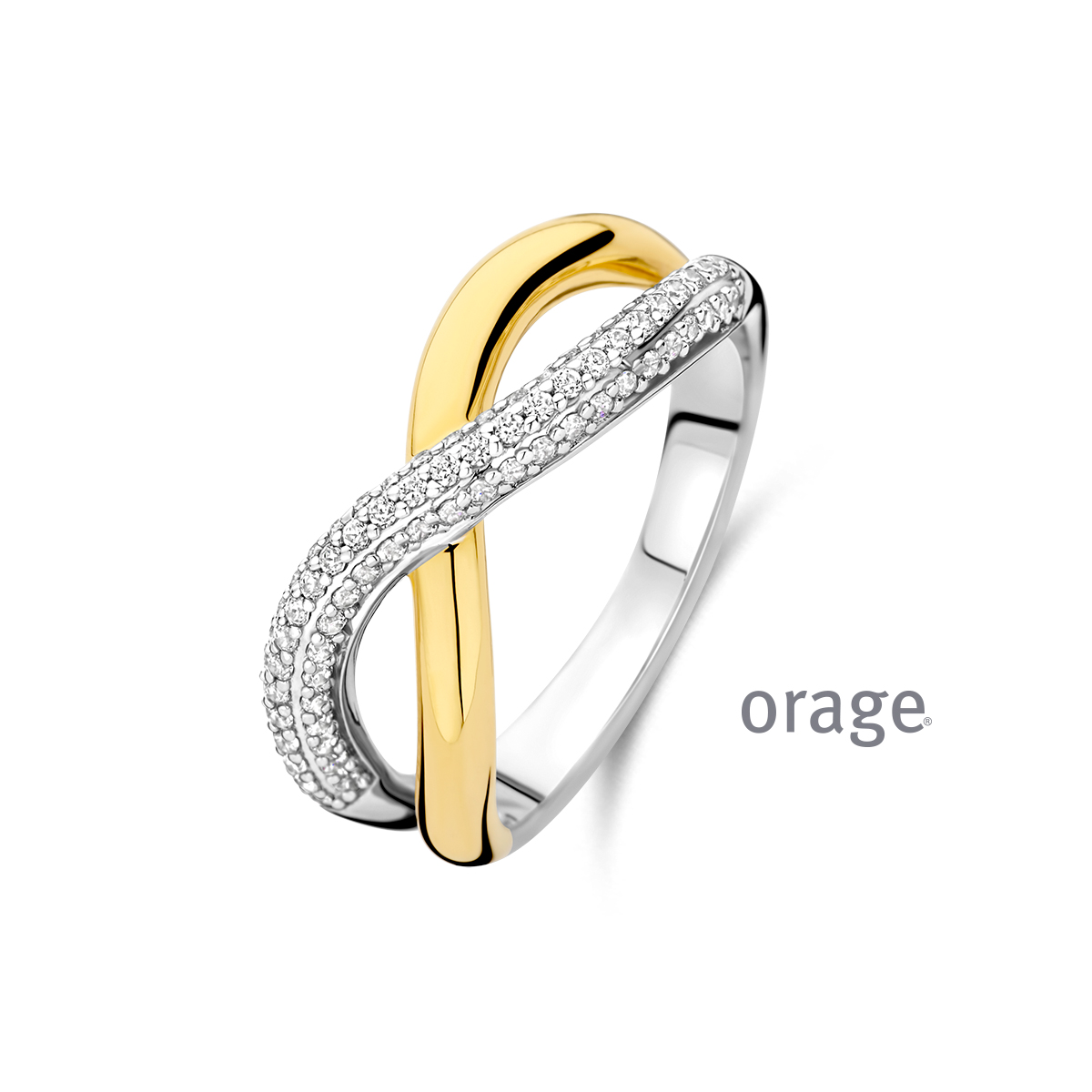 Zilveren bicolor ring met zirkoon