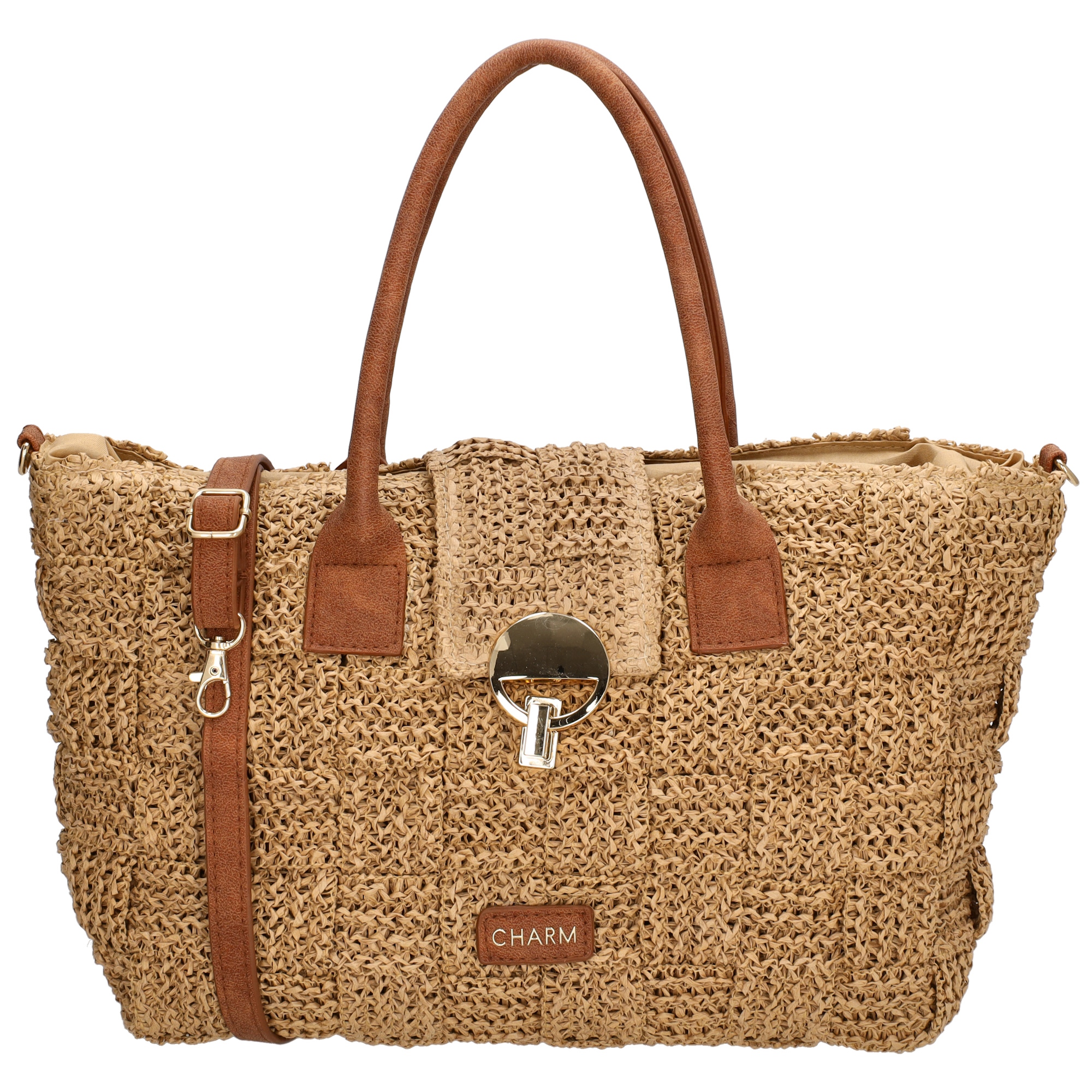 De Charm London Margate Handtas is een stijlvolle keuze voor de zomer. Gemaakt van raffia, straalt deze tas een natuurlijke en elegante uitstraling uit. De kunstleren handvatten zorgen voor een comfortabele grip en een chique contrast met het speelse raffia materiaal.

Het hoofdvak sluit veilig met een rits en beschikt over een handig ritsvak aan de binnenkant voor het opbergen van kleine essentials. Een perfecte handtas voor dagelijks gebruik of een zomerse dag uit!

Kenmerken:


Gemaakt van raffia
Kunstleren handvatten
Hoofdvak afsluitbaar met rits
Ritsvak aan de binnenkant
Verstelbare en afneembare schouderband