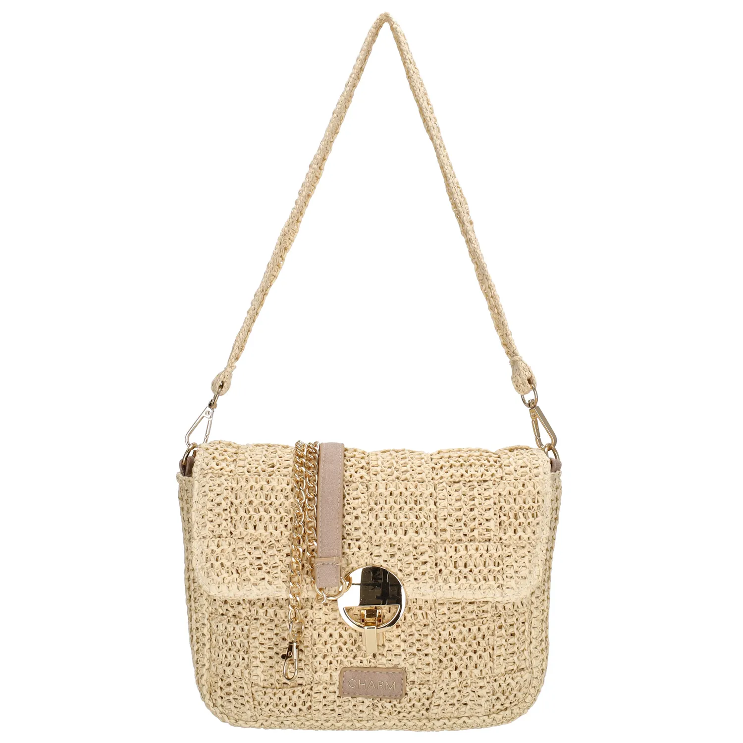 De Charm London Margate Schoudertas is het perfecte accessoire voor een zomerse en elegante look. Gemaakt van raffia, straalt deze tas een natuurlijke en trendy uitstraling uit. Het korte hengsel biedt een klassieke draagoptie, terwijl de lange gouden ketting zorgt voor een chique crossbody-stijl.

De tas sluit met een stijlvolle overslag en een goudkleurig sluitingsdetail, wat een luxe touch geeft aan het ontwerp. Compact, maar ruim genoeg voor je belangrijkste essentials – ideaal voor een zomerse dag of een avondje uit.

Kenmerken:

Gemaakt van raffia
Kort hengsel en lange gouden schouderketting
Overslag met goudkleurig sluitingsdetail
Compact en stijlvol ontwerp
Ritsvak binnenin