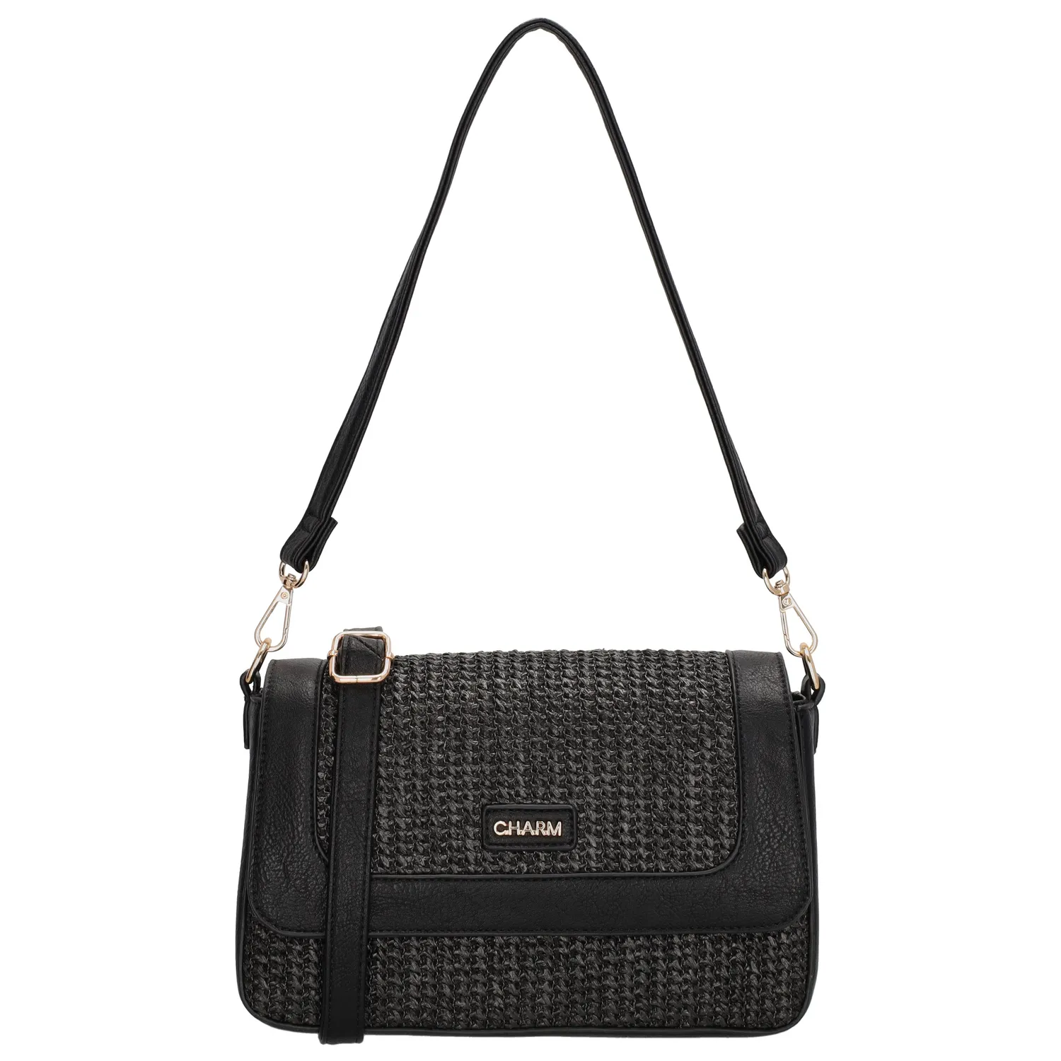 Deze Charm London schoudertas is de perfecte combinatie van stijl en functionaliteit. Je kunt de tas zowel als schoudertas als crossbodytas dragen, dankzij de verstelbare en afneembare schouderband. Aan de buitenkant is er een ritsvak, terwijl je binnenin een ritsvak en een praktisch telefoonvak vindt voor al je essentials. De tas is veilig afsluitbaar met zowel een ritssluiting als een overslagklep, zodat je bezittingen goed bewaard blijven.

Kenmerken:
• Verstelbare en afneembare schouderband
• Ritsvak aan de achterkant
• Ritsvak aan de binnenkant
• Telefoonvak
• Raffia-look design