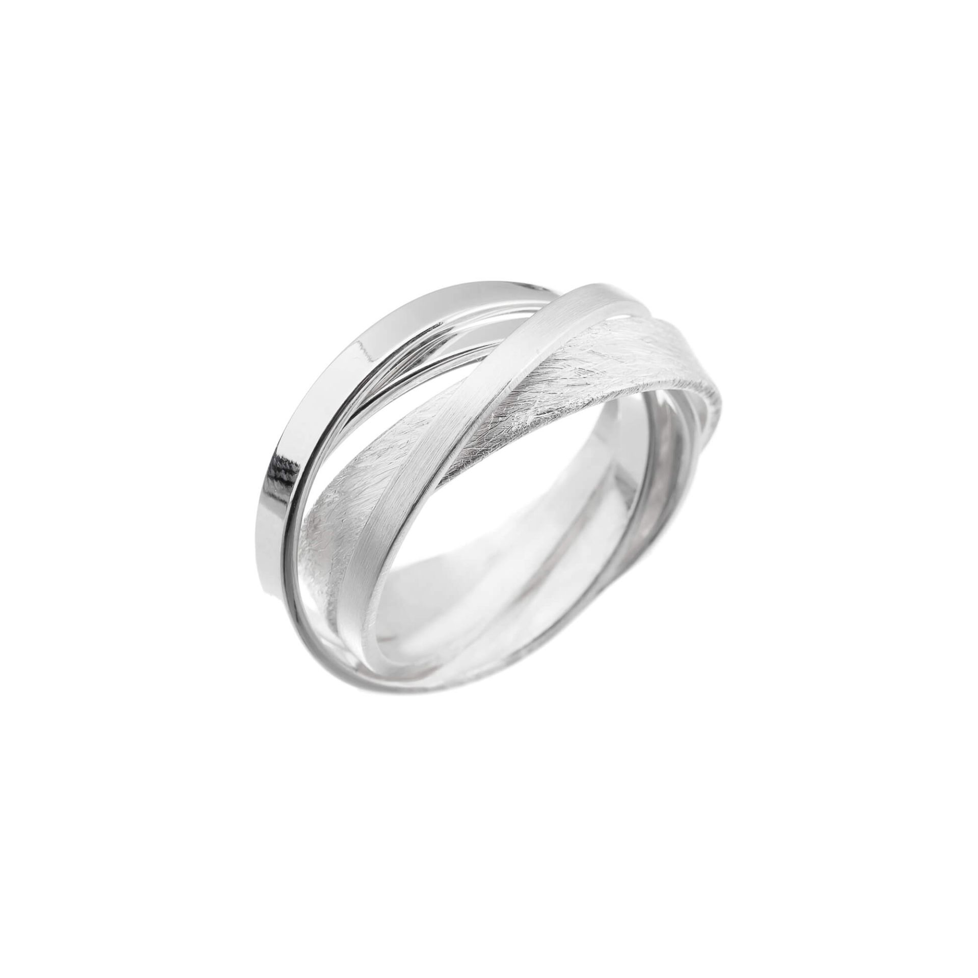 Zilveren 4 in 1 ring Tezer poly/mat/bruched