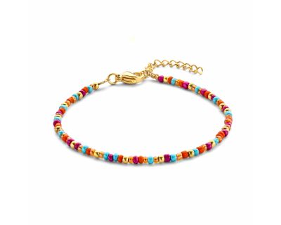 leuk enkelbandje multicolor staal verguld