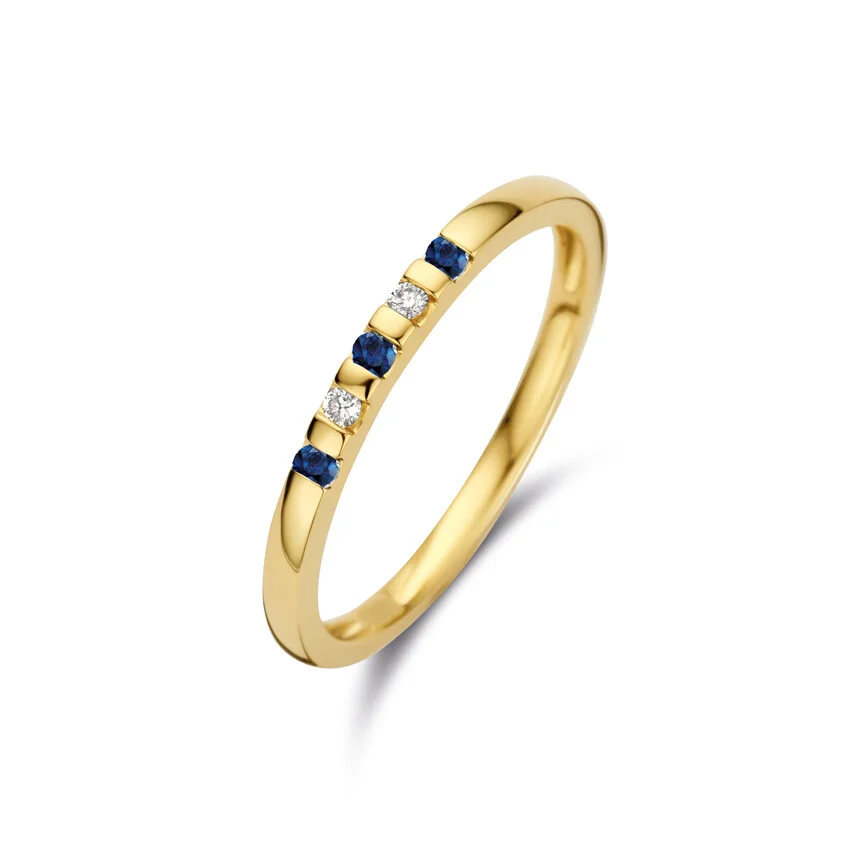 Bernstein ring goud briljant 0.03crt si2 - saffier