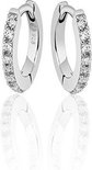 Gisser Jewels - Oorbellen - Oorringen Met Scharnier - Vlak Gezet Met Zirkonia - 2mm Breed - 13.5mmØ - Gerhodineerd Zilver 925