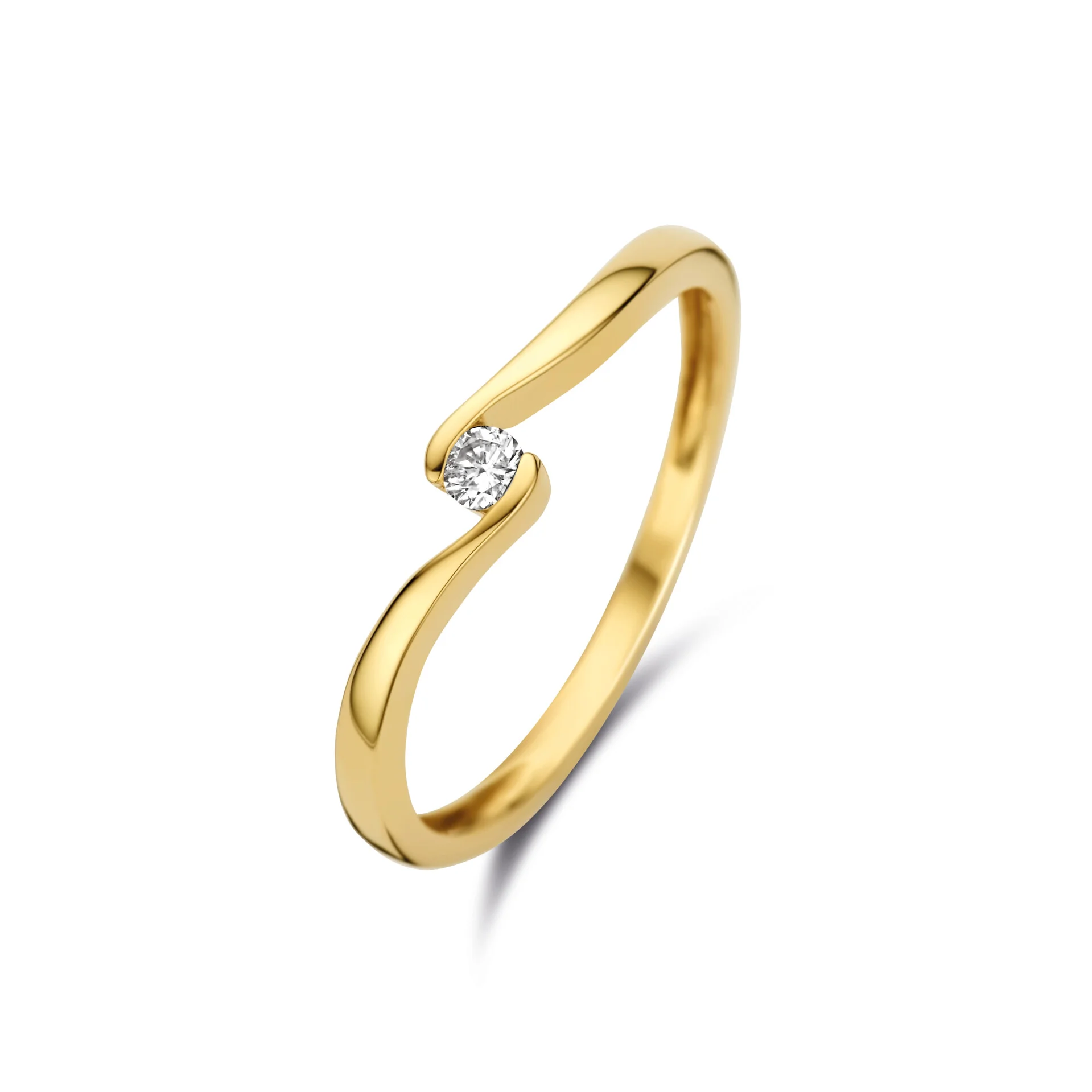 Bernstein ring goud briljant slag stapelring 0.06ct si2 
 199.880