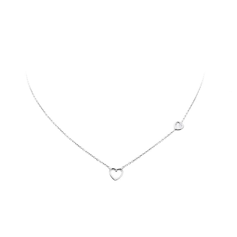 Zilver Collier met Hartjes