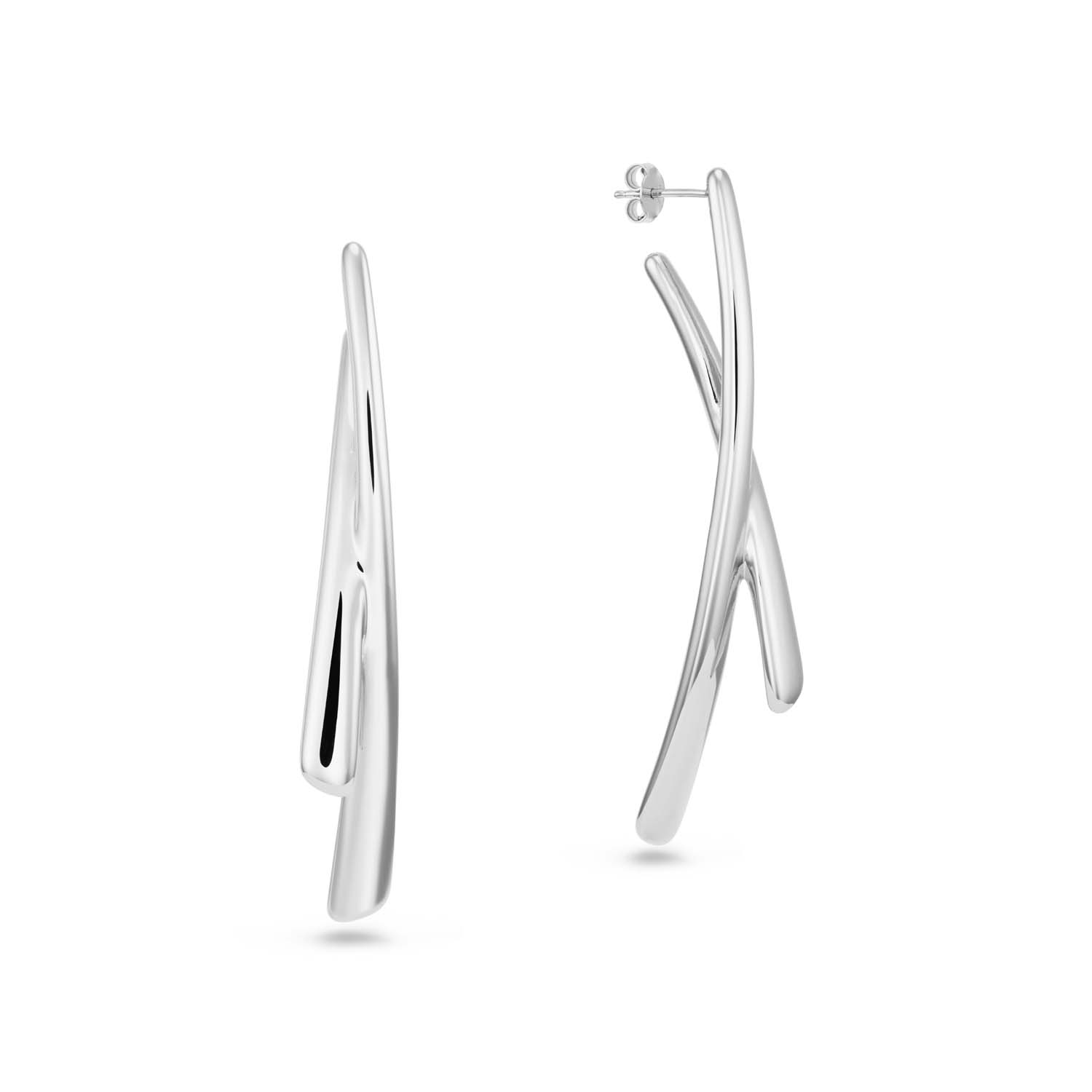 zilveren oorhangers, XL gekruist 60x10mm