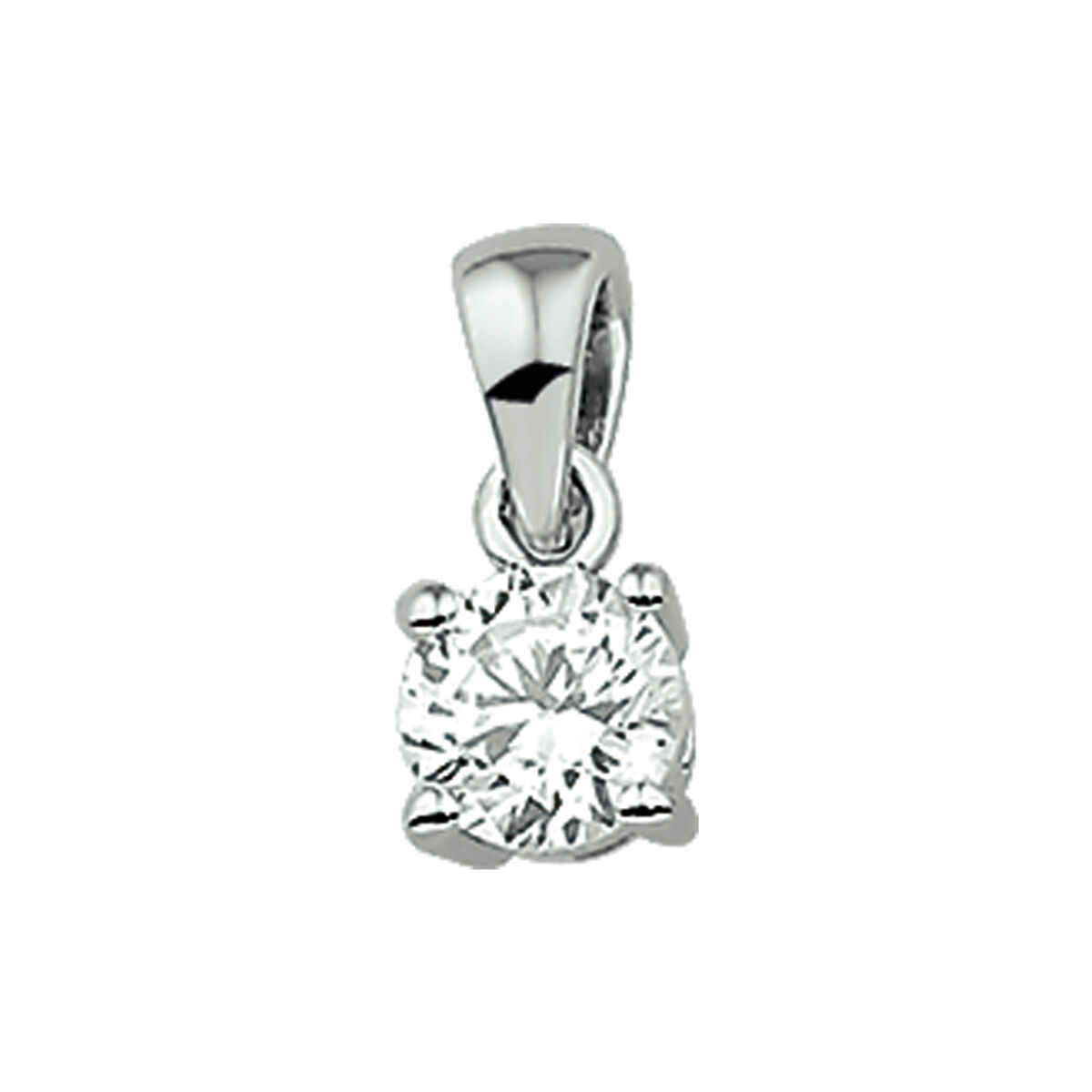 Zilver gerhodineerde Hanger Solitaire met Zirkonia