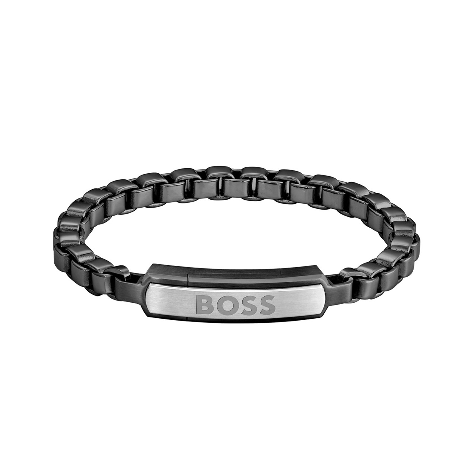 BOSS JEWELS HBJ1580598M DEVON Mannen Armband 19cm
Deze armband van BOSS uit de DEVON serie met artikelnr. HBJ1580598M is een stoer sieraad voor de echte BOSS klant. De zwarte stalen schakelarmband heeft venetiaanse schakels en sluit met een magneetsluiting. In het midden van de armband zit een gematteerde  zilverkleurige plaat met daarop het BOSS logo, die mooi opvalt in het geheel. De armband heeft een lengte van 19cm en is goed te combineren met andere sieraden van BOSS. 

Het merk:
HUGO BOSS is afgestemd op levensstijlen waar het gaat om kwaliteit en precisie. Het wereldwijde fashionlabel is verdeeld in twee merken: BOSS en HUGO. Het merk BOSS biedt geavanceerde, moderne horloges gericht op kwaliteit en design om een onberispelijke look te creëren – of het nu zakelijk, casual of sportief is. Ontdek de nieuwe horlogecollectie die bewijst dat details echt het verschil maken.

Specificaties:
- Artikelnr: HBJ1580598M
- Schakelarmband
- Materiaal: Zwart staal
- Lengte: 19cm