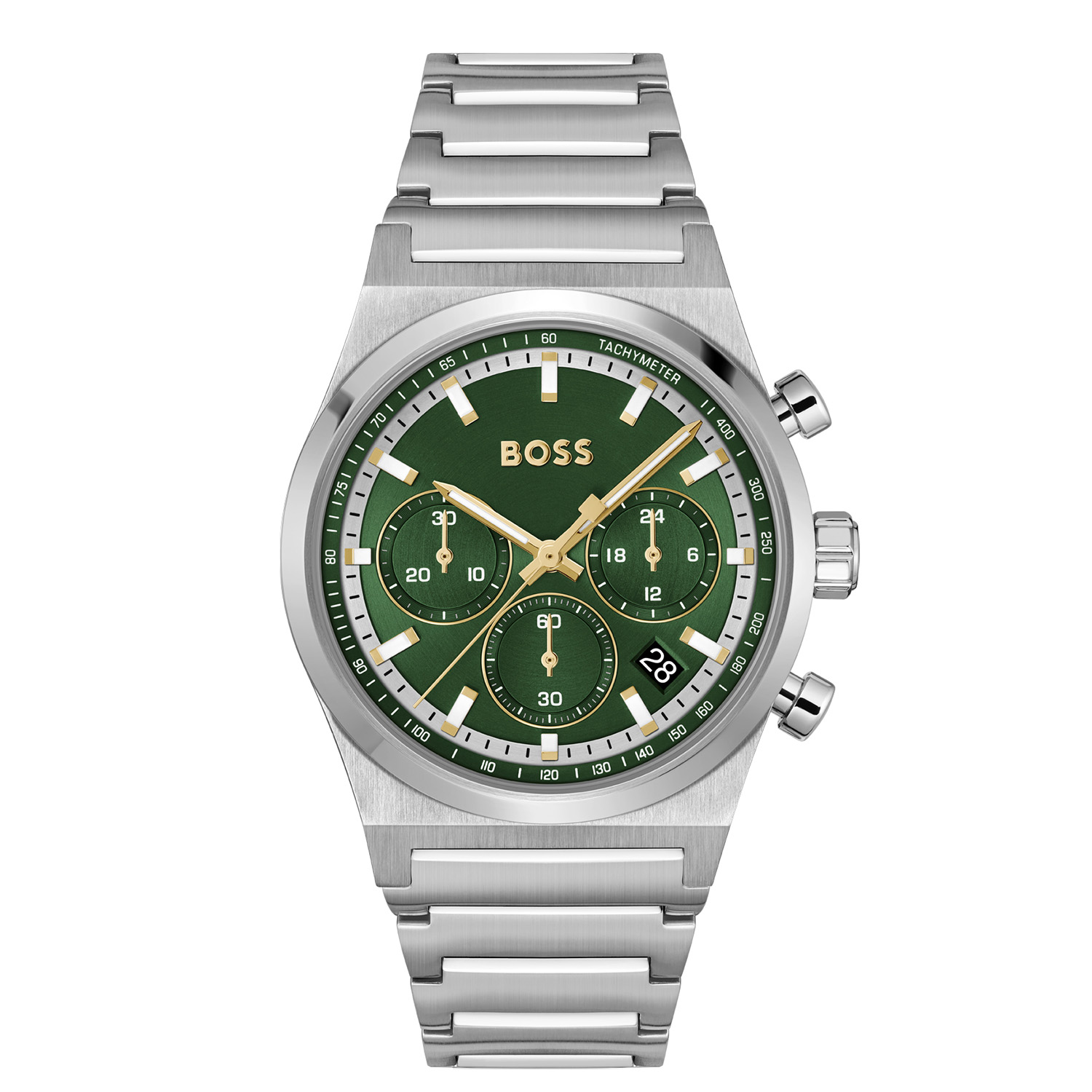 BOSS is voor degenen die een zelfbepaald leven leiden met stijl, passie en doel.

BOSS HB1514220 CANDOR CHRONO Herenhorloge 41mm
Dit BOSS horloge uit de CANDOR CHRONO serie met artikelnr: HB1514220 heeft een luxe uitstraling. Zeer geschikt voor de moderne stijlvolle man van nu. Het herenhorloge valt op door zijn stalen horlogekast met een gladde bezel en een donkergroene wijzerplaat met een chronograaf en datum. Opvallend zijn de fijne wijzers en uursaanduiding met lumibrite en het strakke BOSS logo. Aan de kast zit een stalen strak ogende schakelband met een vouwsluiting. Het horloge heeft een doorsnee van 41mm met een mineraalglas en is 5ATM. 

HET MERK:
HUGO BOSS is afgestemd op levensstijlen waar het gaat om kwaliteit en precisie. Het wereldwijde fashionlabel is verdeeld in twee merken: BOSS en HUGO. Het merk BOSS biedt geavanceerde, moderne horloges gericht op kwaliteit en design om een onberispelijke look te creëren – of het nu zakelijk, casual of sportief is. De horloge collectie van BOSS is perfect afgestemd op levensstijlen waar het gaat om kwaliteit en precisie. BOSS is op maat gemaakt in een onberispelijke stijl.

Blijf stijlvol bij de tijd. Voor de BOSS-vrouw is stijl het handelsmerk en draait alles om
details. Breng uw look naar een hoger niveau met onze nieuwe en kenmerkende horlogecollectie.

SPECIFICATIES:
- Mineraalglas
- Ronde kastvorm, Ø 41mm
- Stalen horlogekast
- Groene wijzerplaat
- Stalen schakelband
- 5ATM
