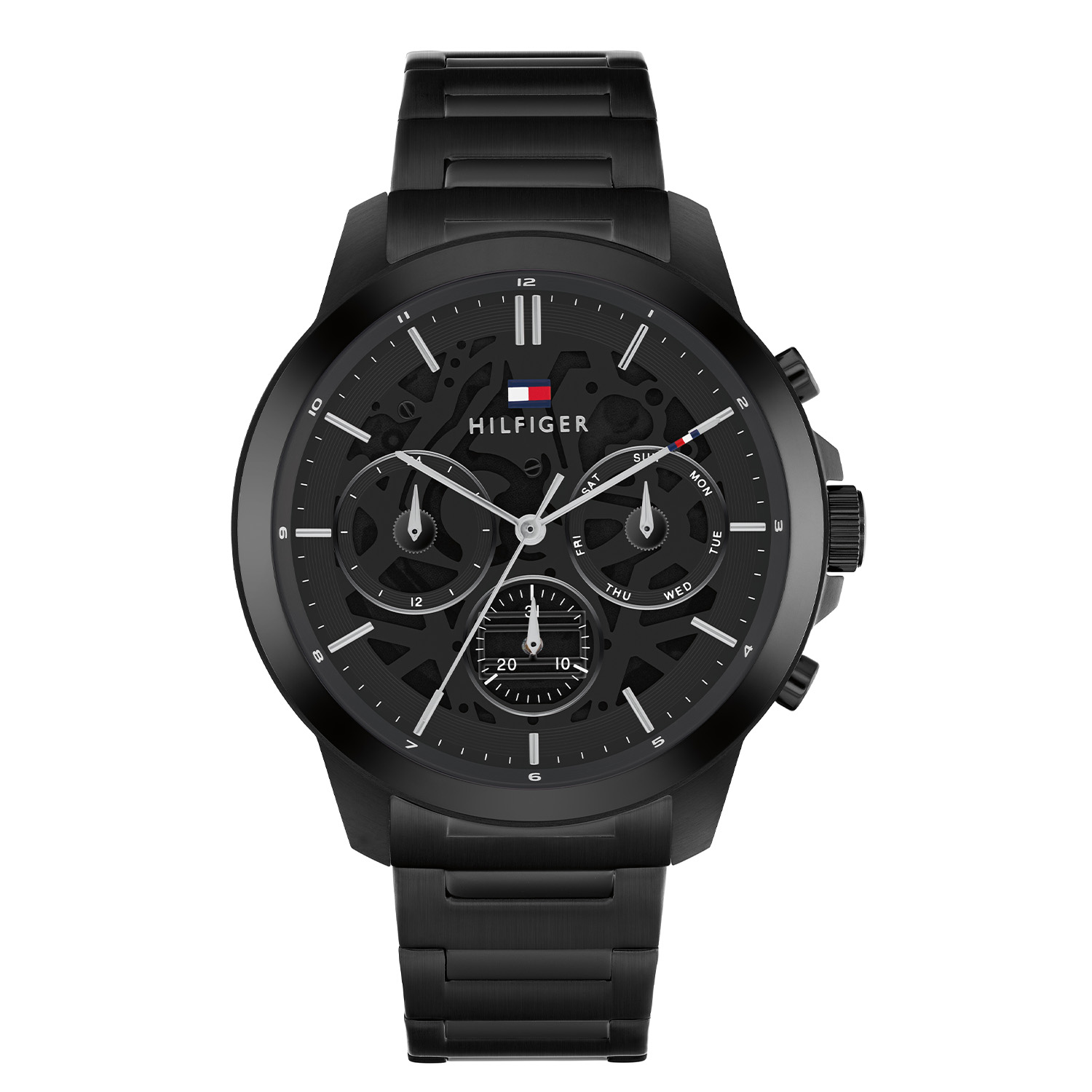 Tommy Hilfiger TH1710685 Horloge Heren Sceleton 43mm
Dit specifieke horloge van Tommy Hilfiger uit de Henry serie met artikelnr: TH1710685 is een stoer herenhorloge die niet in je collectie mag ontbreken. Het herenhorloge heeft een ronde zwarte stalen kast met een zwarte opengewerkte wijzerplaat met een dag, datum en 24-uursaanduiding. Aan de kast zit een zwarte stalen schakelband met een vouwsluiting. Het horloge heeft een mineraalglas, een afmeting van 43mm en is 5ATM.  

Het merk:
Sinds de lancering van het merk in 1985 is Tommy Hilfiger wereldwijd bekend geworden als pionier van de klassieke Amerikaanse coole stijl. Geïnspireerd door de iconische popcultuur en het Amerikaanse erfgoed. De dames en herencollectie van dit seizoen bestaan uit minimalistische silhouetten en rustieke lederen details. De herenhorlogecollectie biedt iconische uurwerken met roestvrijstalen, lederen en siliconen banden.

Specificaties:
- Mineraalglas
- Ronde kast 43mm
- Stalen zwarte horlogekast
- Zwarte wijzerplaat
- Zwarte stalen schakelband 
- 5ATM