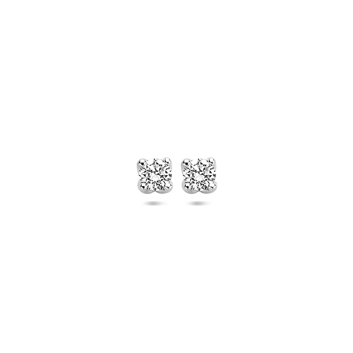 Huiscollectie - 14k Witgouden oorknoppen uitgevoerd met lab grown diamant. De oorknoppen hebben een afmeting van 3.25mm. Het totale diamantgewicht is 0.20ct. - 