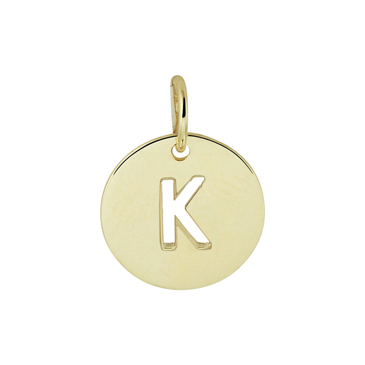 Geelgouden ronde letter hanger. De hanger heeft een diameter van 10mm en een totale hoogte van 13mm. Tip: Combineer deze betekenisvolle hanger met een bijpassend collier en geef deze cadeau aan een speciaal persoon.
