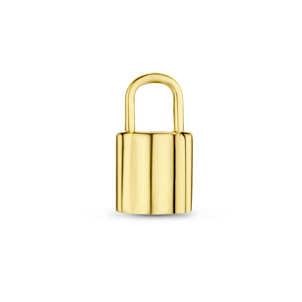 14k Geelgouden hanger in de vorm van een slot. De hanger heeft een afmeting van 9x5mm.