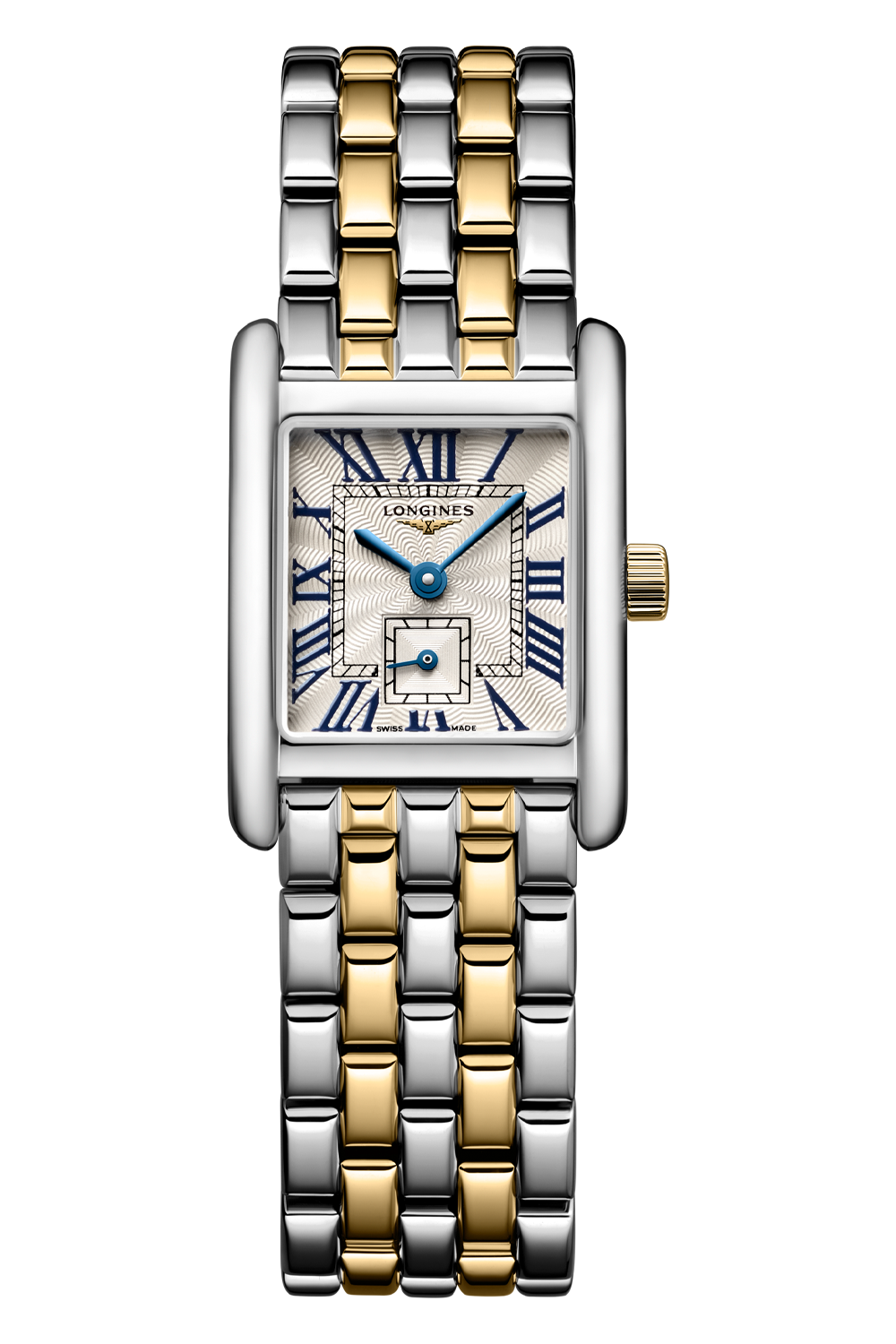 Een damespolshorloge Longines, model mini Dolce Vita.