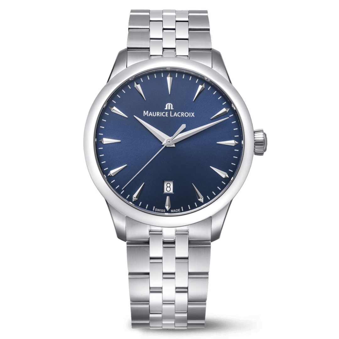 Maurice Lacroix - 1975 Quartz 39mm, 100 meter WR, Saffierglas, blauwe wijzerplaat - 751007-SS002-430-1
