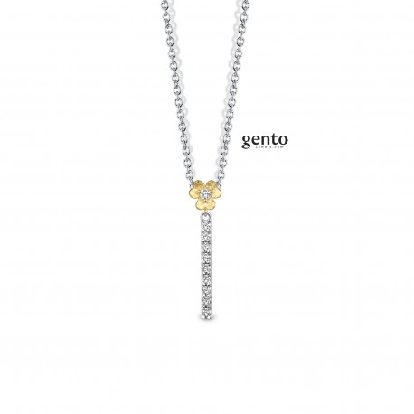 KETTING ZILVER BI-COLOR + CZ A35A00