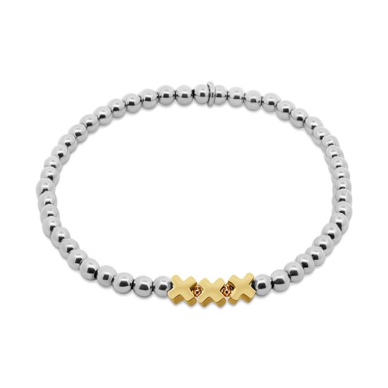 Trendy en tijdloos. Deze CO88 armband met 4 mm zilverkleurige roestvrijstalen kralen en een verfijnd XXX bedel, staat prachtig om je pols en sluit perfect aan door de comfortabele elastische fit van 17 cm. Een must-have item dat niet mag ontbreken in jouw sieradencollectie!