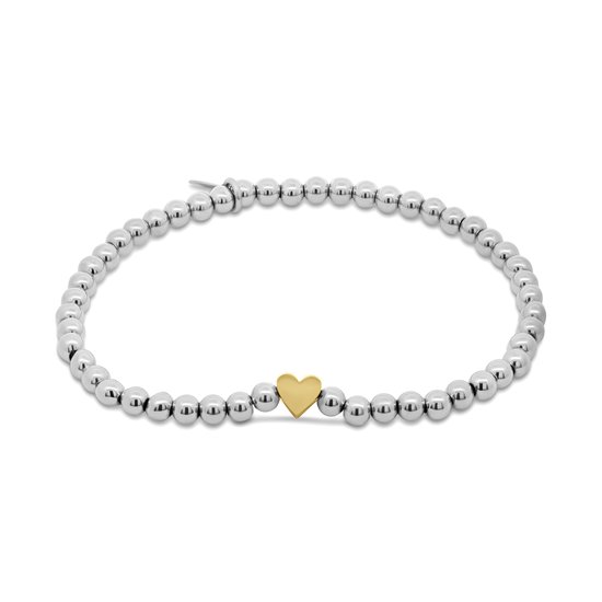 Trendy en tijdloos met een vleugje liefde. Deze CO88 armband met 4 mm zilverkleurige roestvrijstalen kralen en een verfijnd hartje staat prachtig om je pols en sluit perfect aan door de comfortabele elastische fit van 17 cm. Een must-have item dat niet mag ontbreken in jouw sieradencollectie!