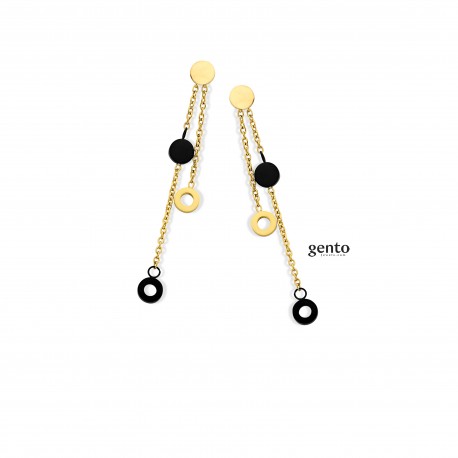 OORRING EDELSTAAL PVD GEEL/ZWART A20A00