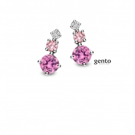 OORRING ZILVER 925 RHOD + CZ ROZE A28A00