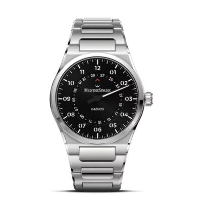 MeisterSinger Keanos met automatisch uurwerk. Stalenband en kast i.c.m. zwarte wijzerplaat.
