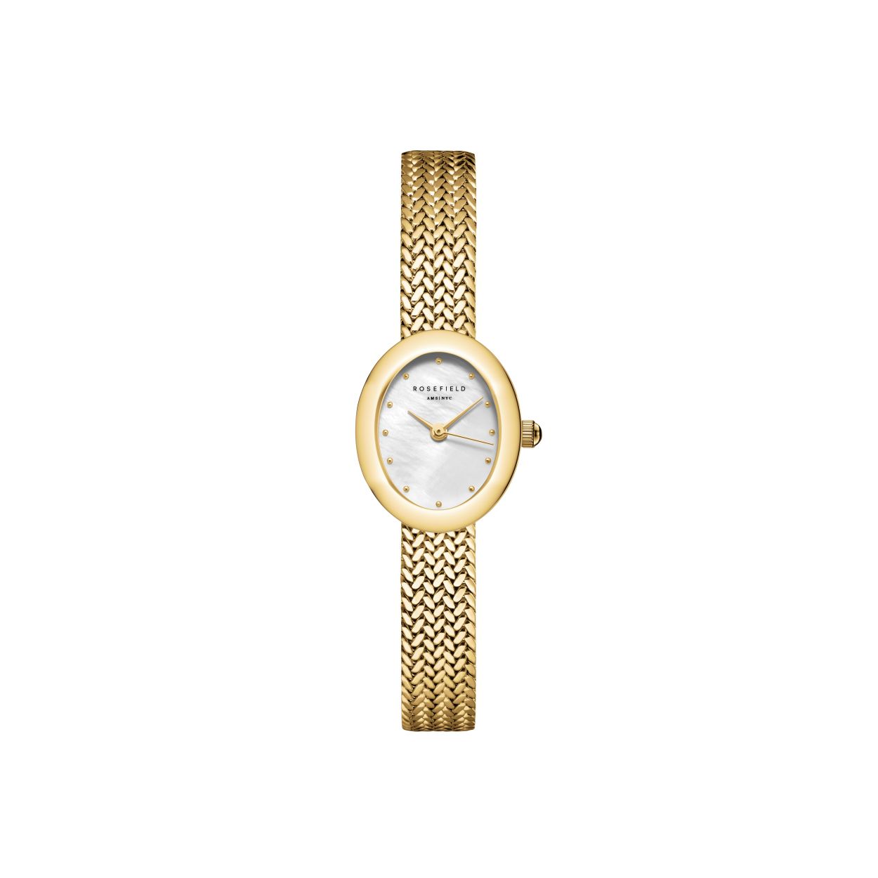 Rosefield horloge goldplated model 'Mini Oval White Dial'