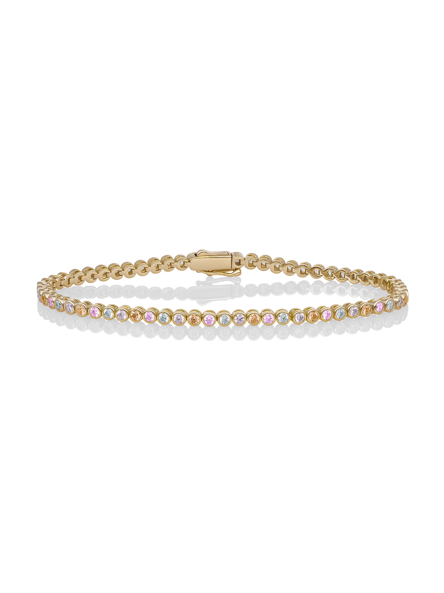 Armband | Tennis Round Multi CZ Goud plated - Zilver - Large