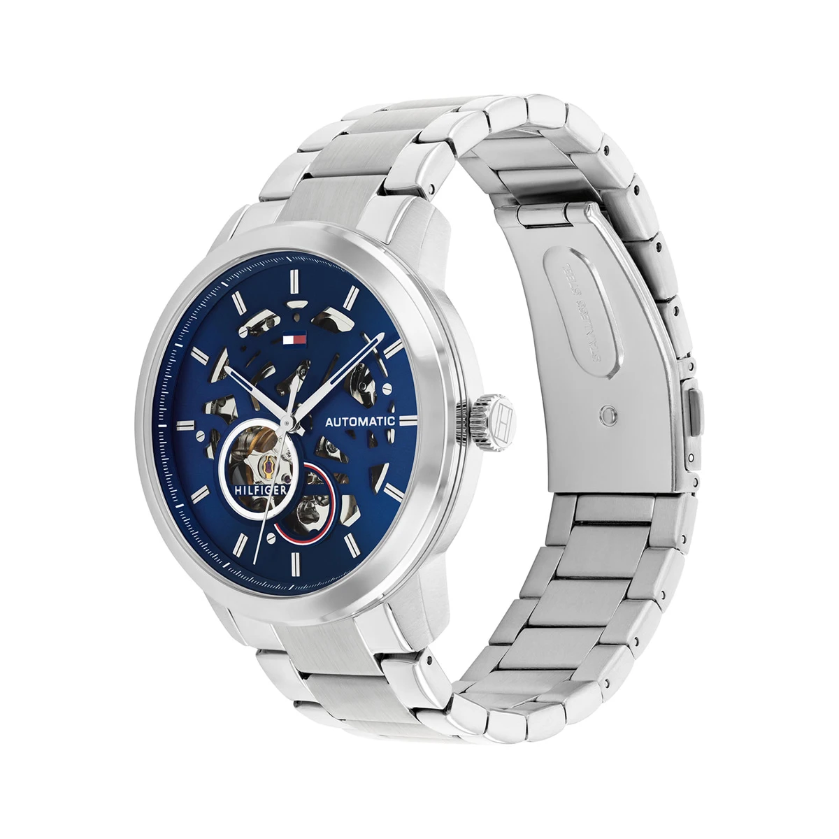 Tommy Hilfiger TH1710661 Horloge Heren Staal Zilverkleurig Automaat 43mm
Dit specifieke horloge van Tommy Hilfiger uit de Henry serie met artikelnr: TH1710661 is een luxe herenhorloge die niet in je collectie mag ontbreken. Het stalen herenhorloge heeft een ronde zilverkleurige kast met een blauwe wijzerplaat. Het horloge heeft zilverkleurige wijzers als uursaanduiding. Het uurwerk is automatisch en laadt op door de beweging van de pols. De zilverkleurige schakelband is op lengte verstelbaar en heeft een vouwsluiting. Door een glas aan de achterkant van het horloge is het uurwerk zichtbaar. Het horloge heeft een mineraalglas, een doorsnee van 43mm en is 5ATM.  

Het merk:
Sinds de lancering van het merk in 1985 is Tommy Hilfiger wereldwijd bekend geworden als pionier van de klassieke Amerikaanse coole stijl. Geïnspireerd door de iconische popcultuur en het Amerikaanse erfgoed. De dames en herencollectie van dit seizoen bestaan uit minimalistische silhouetten en rustieke lederen details. De herenhorlogecollectie biedt iconische uurwerken met roestvrijstalen, lederen en siliconen banden.

Specificaties:
- Mineraalglas
- Ronde kast 43mm
- Zilverkleurige horlogekast
- Blauwe wijzerplaat 
- Zilverkleurige schakelband 
- 5ATM