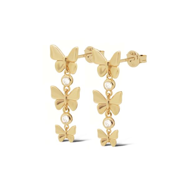 Karma oorstekers FONE Butterfly | zilver verguld | zirkonia | X196