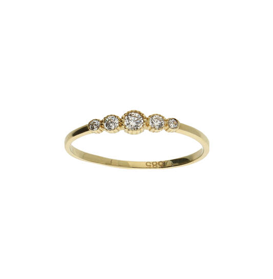 14 krt. geelgouden ring met zirconia