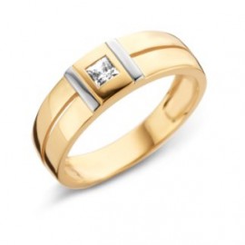 Heren ring in goud 18 k met zirconia