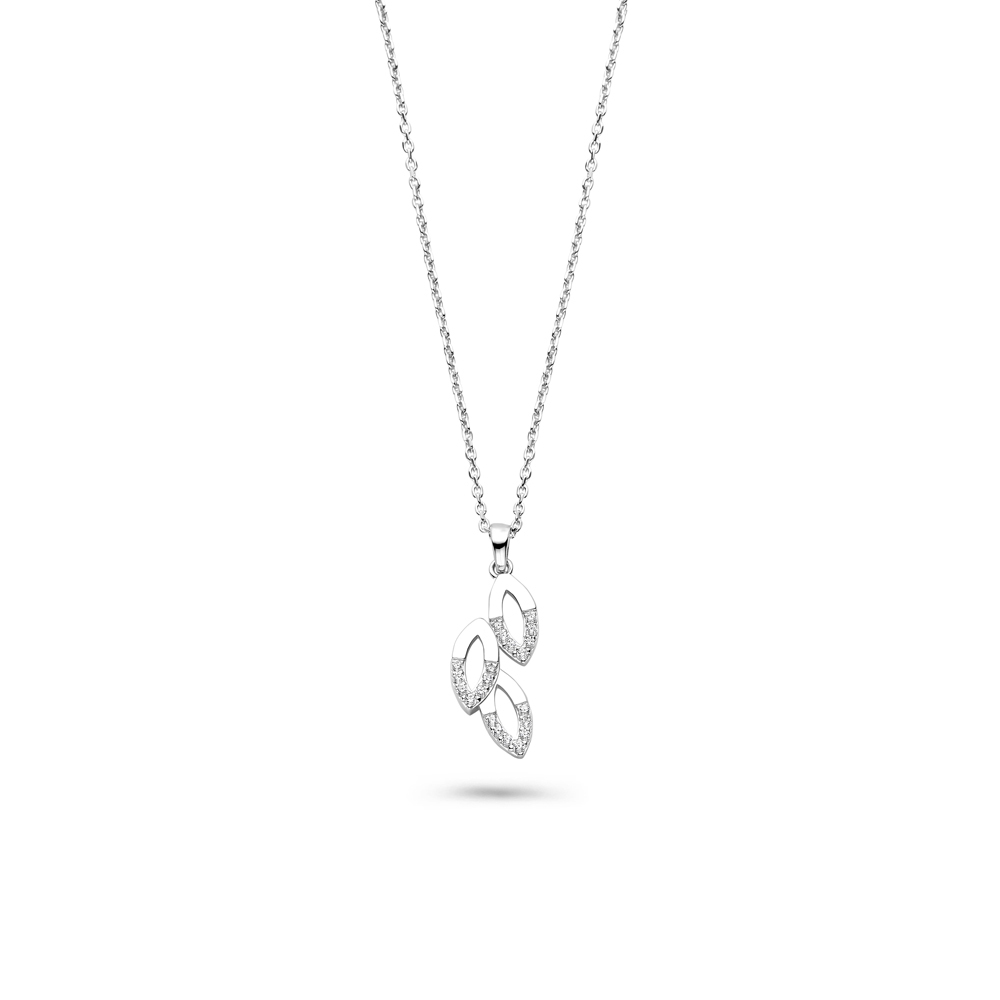 Zilveren collier met hanger, zirkonias