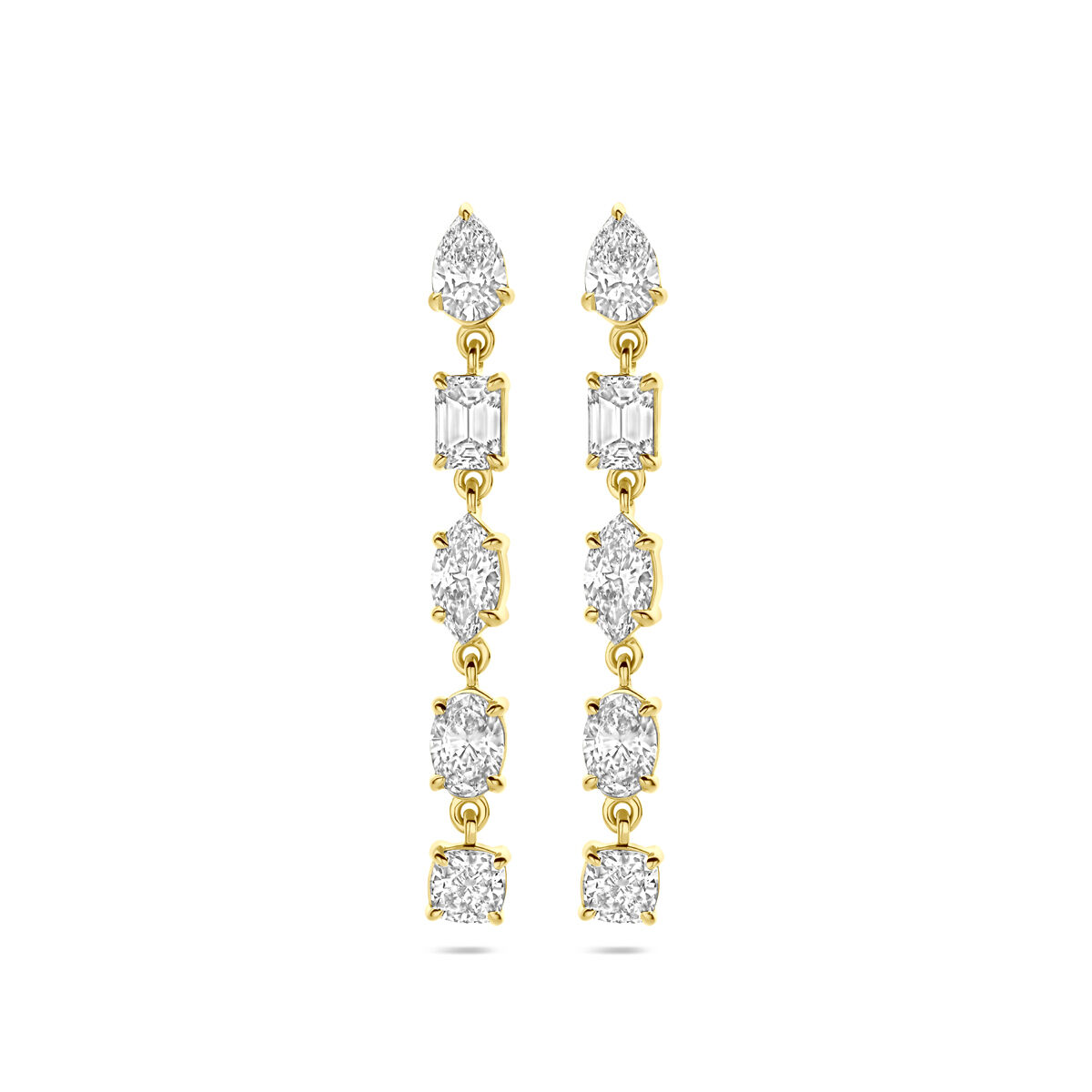 Huiscollectie - 14k Geelgouden oorhangers uitgevoerd met lab grown diamant. De oorhangers hebben een totale hoogte van 30mm. Het totale diamantgewicht is 2.00ct. - 4033555