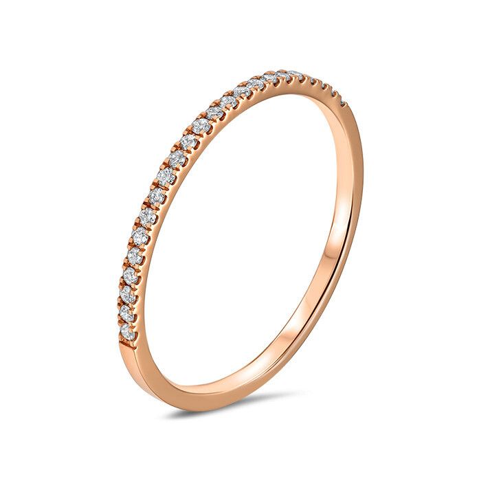 een 14 krt rose gouden rij ring met 23 diamantjes briljant geslepen totaal