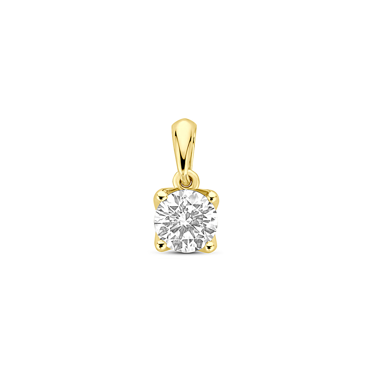 14k Geelgouden hanger uitgevoerd met lab grown diamant. De hanger heeft een afmeting van 10x5,0mm. Het diamantgewicht is 0.50ct. Lab grown diamanten zijn diamanten die ontstaan in een laboratorium. Onder extreem hoge druk en temperatuur wordt het natuurlijk ontstaansproces nagebootst met als eindresultaat een diamant met dezelfde chemische eigenschappen maar met een andere oorsprong.

Dit artikel wordt geleverd met certificaat van de diamant.