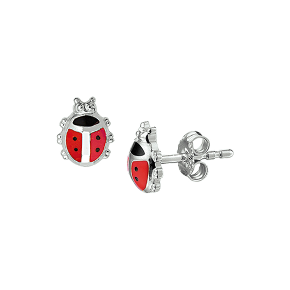 Gerhodineerde zilveren oorknoppen van de kids collectie Silver Girls Jewels. De sieraden worden per stuk op kaart geleverd met een advies winkelverkoopprijs.