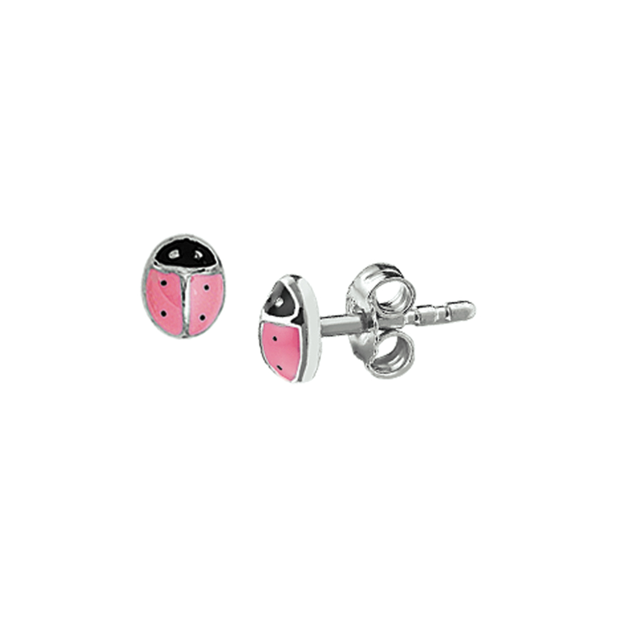 Gerhodineerde zilveren oorknoppen van de kids collectie Silver Girls Jewels. De sieraden worden per stuk op kaart geleverd met een advies winkelverkoopprijs.