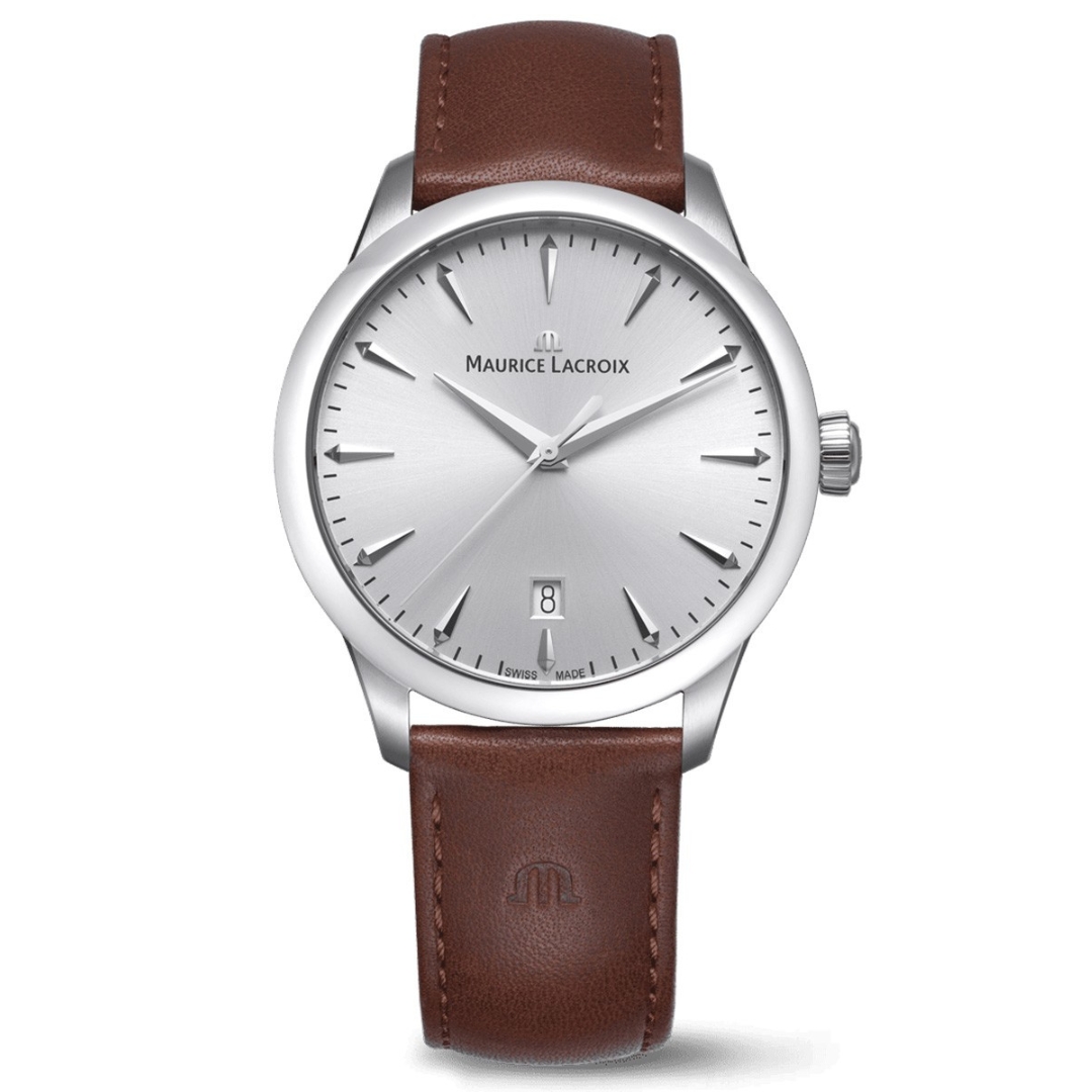 Maurice Lacroix - 1975 Quartz 39mm, 100 meter WR, Saffierglas, zilverkleurige wijzerplaat - 751007-SS001-130-3