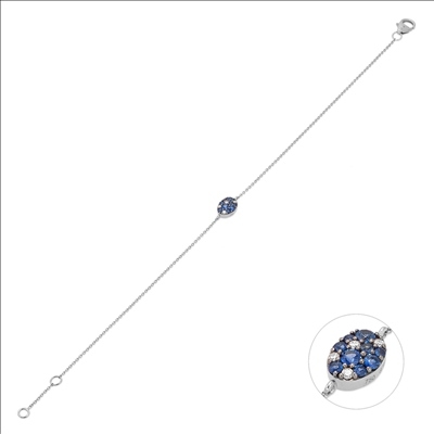 De PITTI Wit gouden armband, is een elegante 18-karaats gouden armband met schitterende saffieren en diamanten van 0,03 karaat. Deze hoogwaardige armband, ideaal voor speciale gelegenheden, combineert de luxe van witte goud met de sprankeling van edelstenen. Draag het solo of combineer met andere sieraden voor een verfijnde uitstraling.