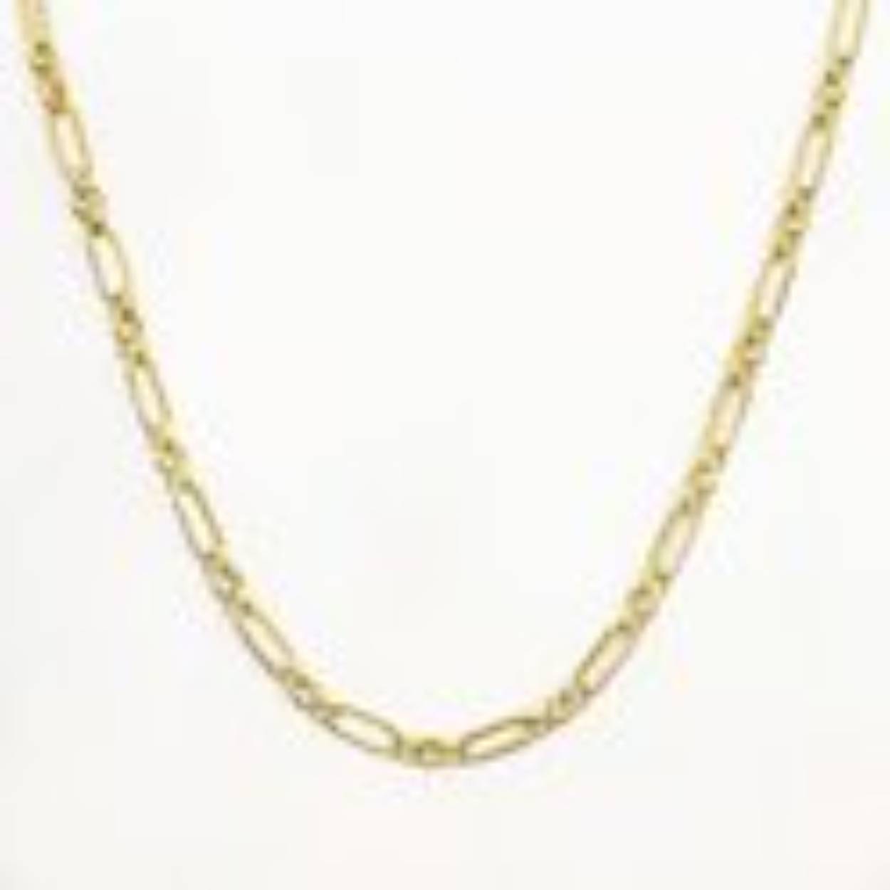 96010802160G 14k geelgoud geslepen figaro/anker collier 2.6mm breed en 60 cm lang