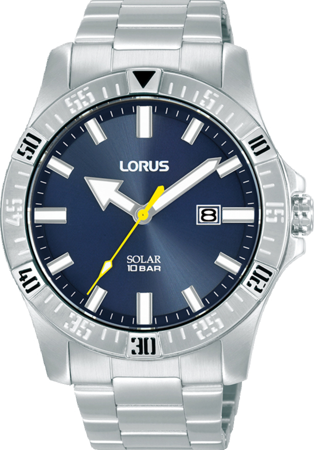 Lorus horloge met stalen band, Solar staal/blauw