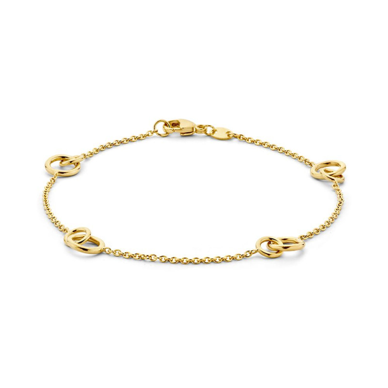 37209219119G 14k geelgoud armband met verweven cirkels
