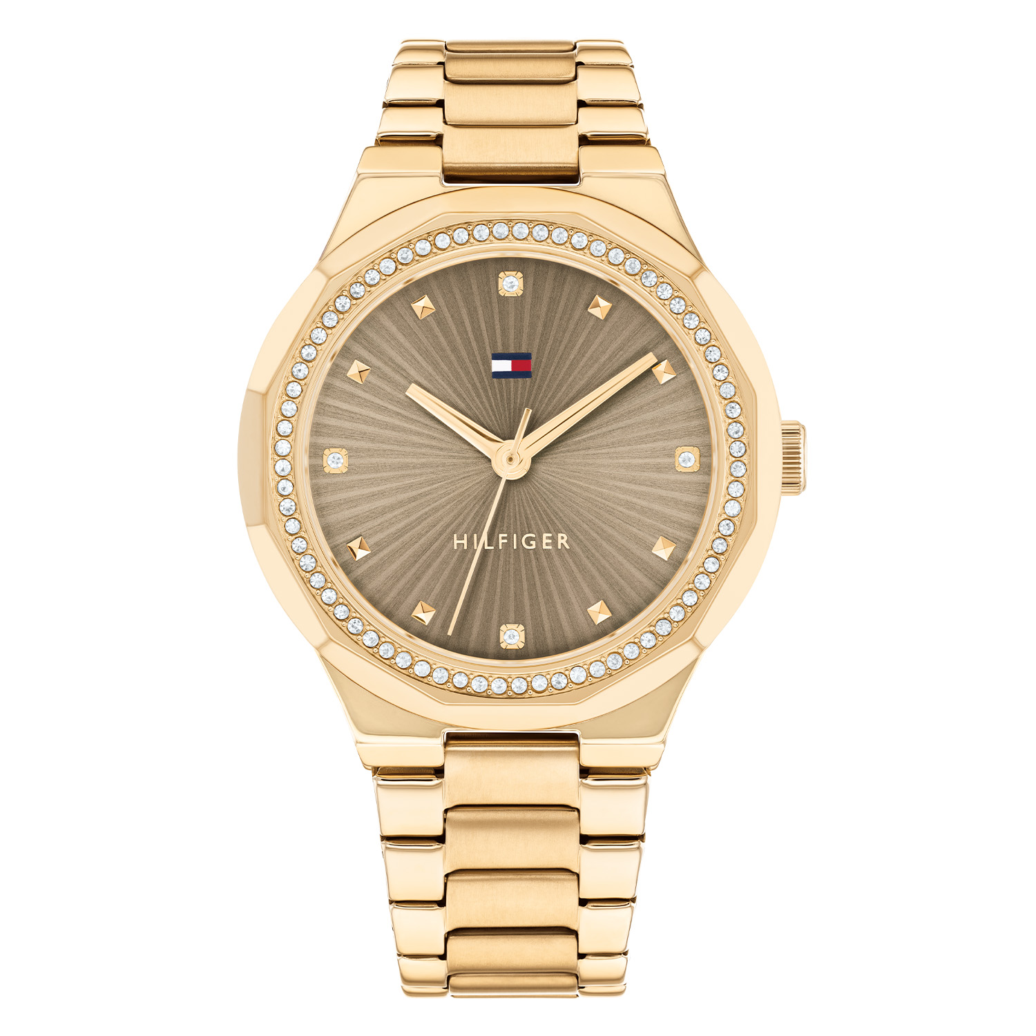 Tommy Hilfiger TH1782725 Horloge Dames Staal Goudkleurig 36mm
Dit specifieke horloge van Tommy Hilfiger uit de Piper serie met artikelnr: TH1782725 is een luxe sportief dameshorloge die niet in je collectie mag ontbreken. Het stalen dameshorloge heeft een ronde goudkleurige kast met een bezel vol kristallen en een taupe sunray wijzerplaat. De uren worden tevens weergegeven met kristallen. De goudkleurige schakelband is op lengte verstelbaar en heeft een vouwsluiting. Het horloge heeft een mineraalglas, een doorsnee van 36mm en is 3ATM.  

Het merk:
Sinds de lancering van het merk in 1985 is Tommy Hilfiger wereldwijd bekend geworden als pionier van de klassieke Amerikaanse coole stijl. Geïnspireerd door de iconische popcultuur en het Amerikaanse erfgoed. De dames en herencollectie van dit seizoen bestaan uit minimalistische silhouetten en rustieke lederen details. De herenhorlogecollectie biedt iconische uurwerken met roestvrijstalen, lederen en siliconen banden.

Specificaties:
- Mineraalglas
- Ronde kast 36mm
- Goudkleurige horlogekast
- Taupe wijzerplaat met kristallen
- Goudkleurige schakelband 
- 3ATM