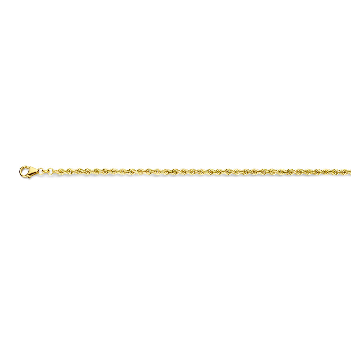 14k geelgoud massieve koord armband 2.1 mm dik en 19 cm lang